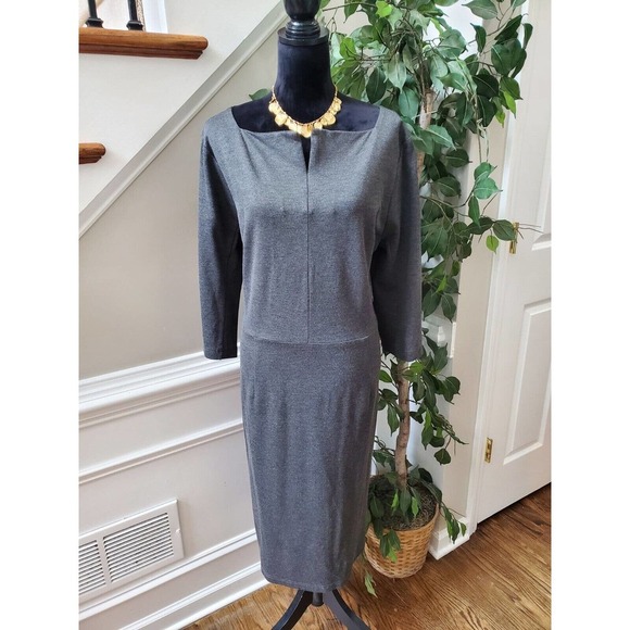 Mary Crafts Women's Gray Solid Rayon Square Neck Long Sleeve Long Maxi Dress 22 - Picture 1 of 12
